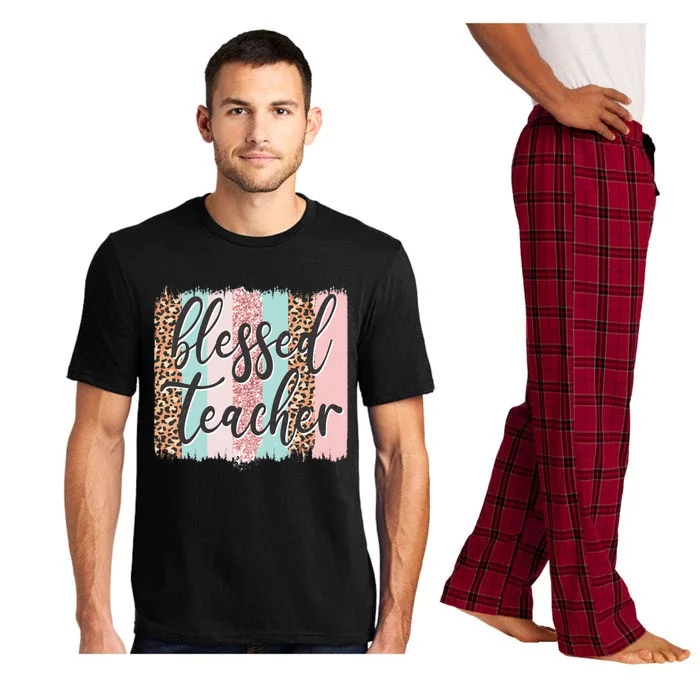 Pink Animal Print Teacher Appreciation Day Blessed Quote Gift Pajama Set