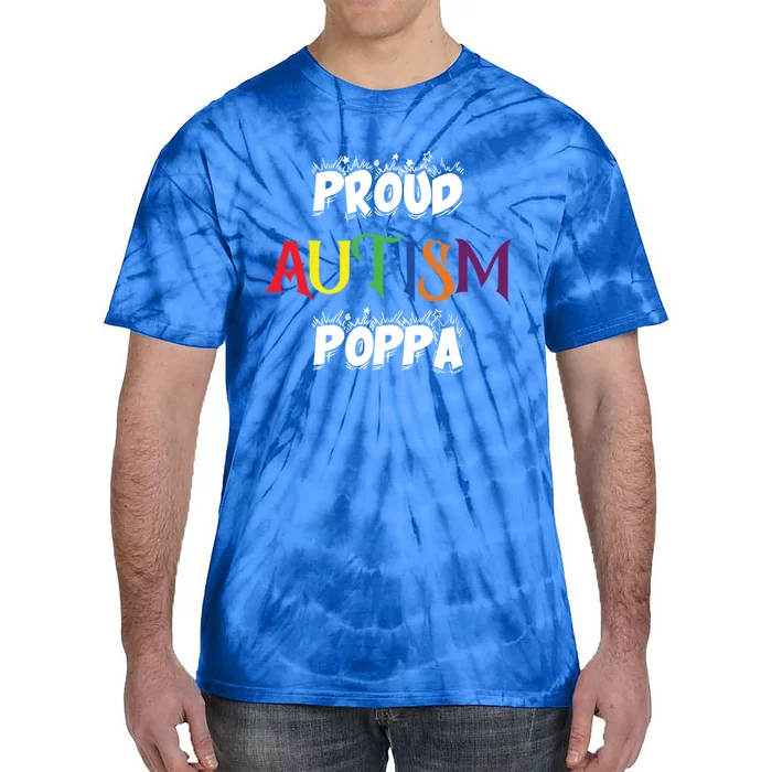 Proud Autism Poppa Dad Gift Tie-Dye T-Shirt