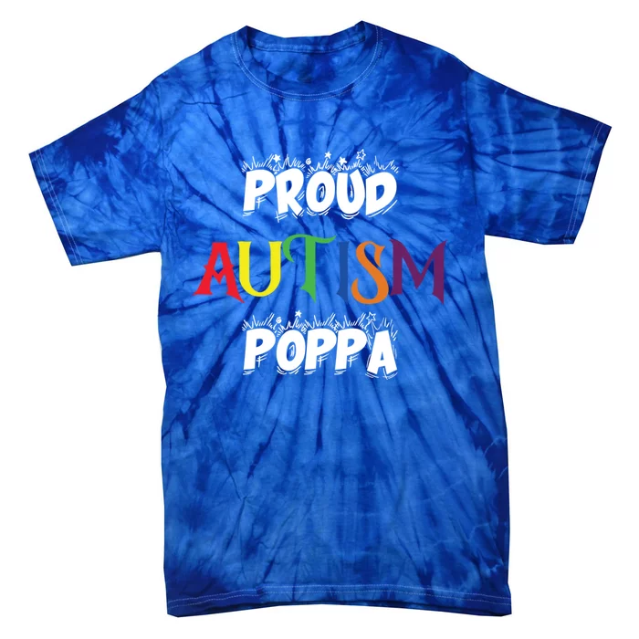 Proud Autism Poppa Dad Gift Tie-Dye T-Shirt