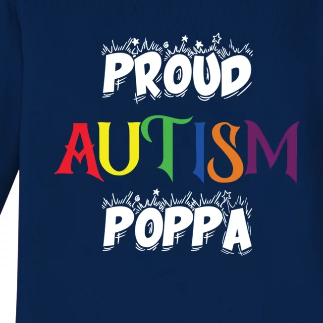 Proud Autism Poppa Dad Gift Baby Long Sleeve Bodysuit