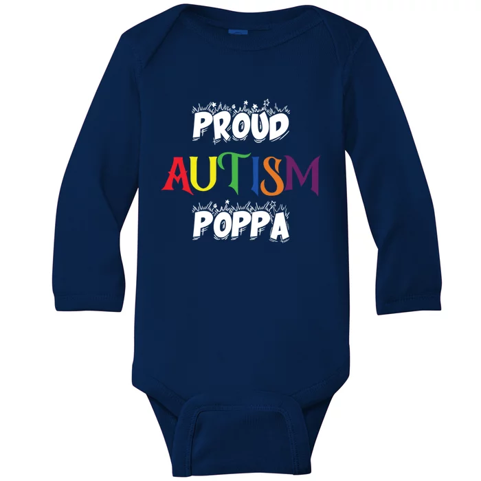 Proud Autism Poppa Dad Gift Baby Long Sleeve Bodysuit