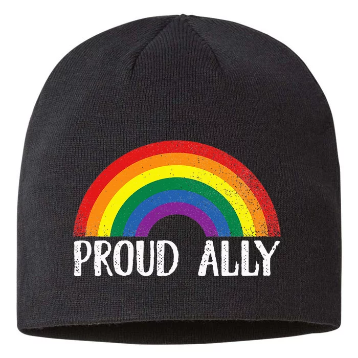 Proud Ally Pride Rainbow Queer Lesbian Gay Csd Party Lgbtq 8 1/2in Sustainable Knit Beanie