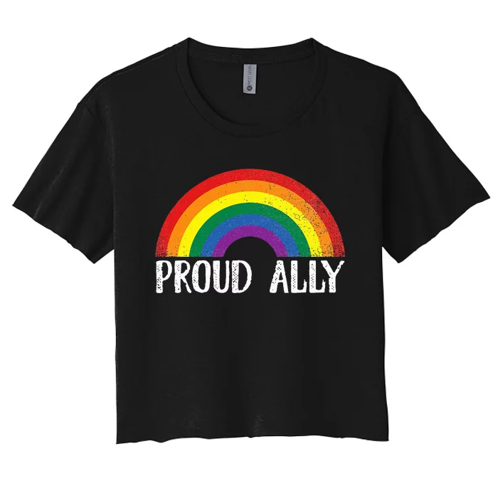 Proud Ally Pride Rainbow Queer Lesbian Gay Csd Party Lgbtq Women's Crop Top Tee