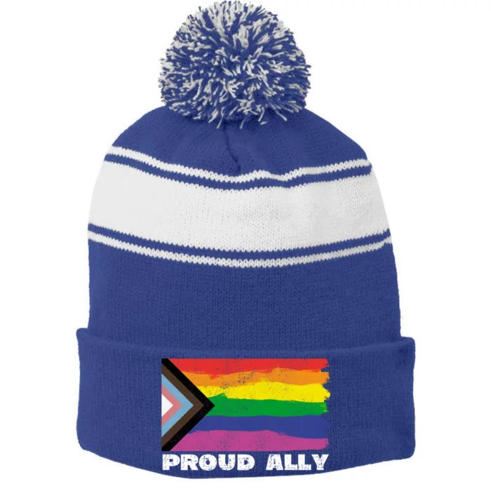 Proud Ally Pride Month Lgtbq Black Pride Flag Great Gift Stripe Pom Pom Beanie