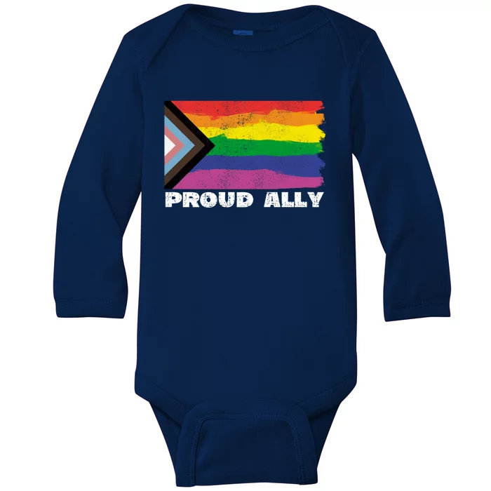 Proud Ally Pride Month Lgtbq Black Pride Flag Great Gift Baby Long Sleeve Bodysuit