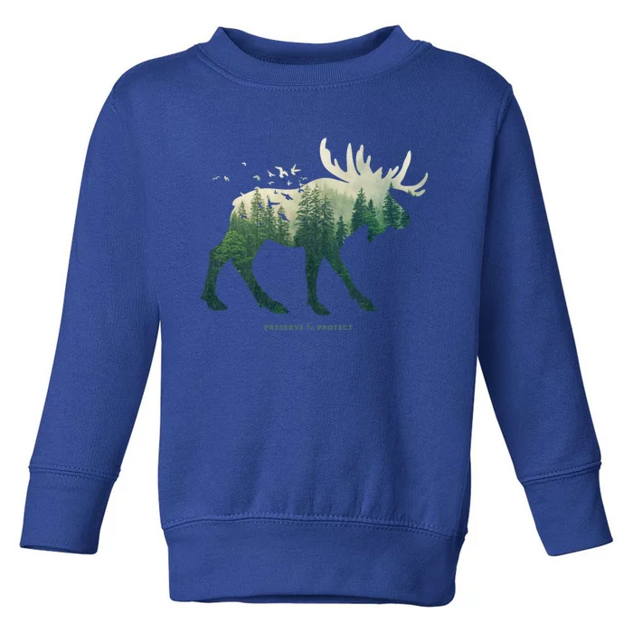 Preserve And Protect Vintage National Park Moose Cute Gift Toddler Sweatshirt