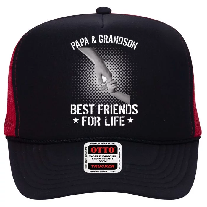 Papa And Grandson Best Friends For Life High Crown Mesh Trucker Hat