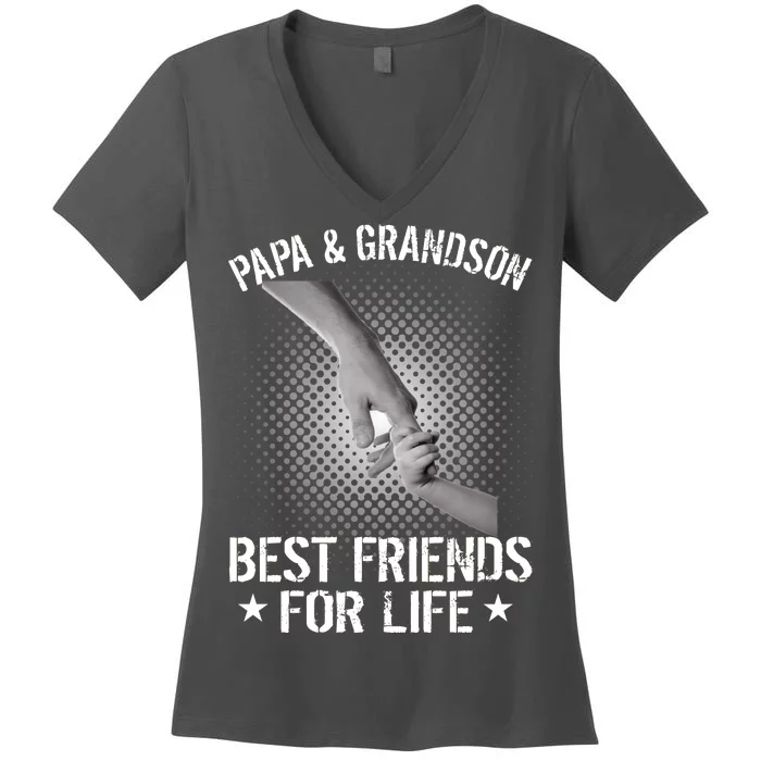 Papa And Grandson Best Friends For Life Women's V-Neck T-Shirt