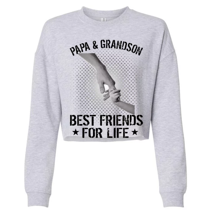 Papa And Grandson Best Friends For Life Cropped Pullover Crew