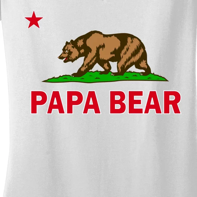 Papa Bear California Republic Women's V-Neck T-Shirt