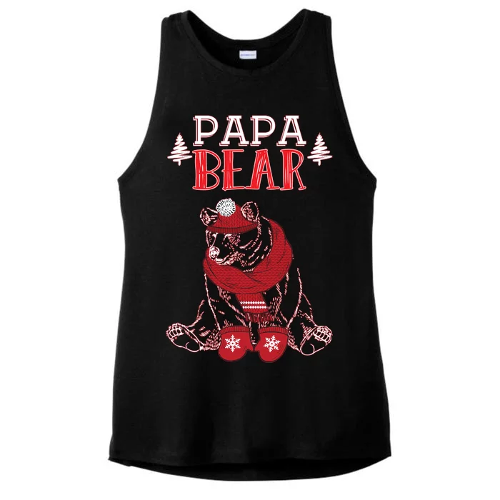 Papa Bear Christmas Santa Family Matching Pajamas Ladies Tri-Blend Wicking Tank