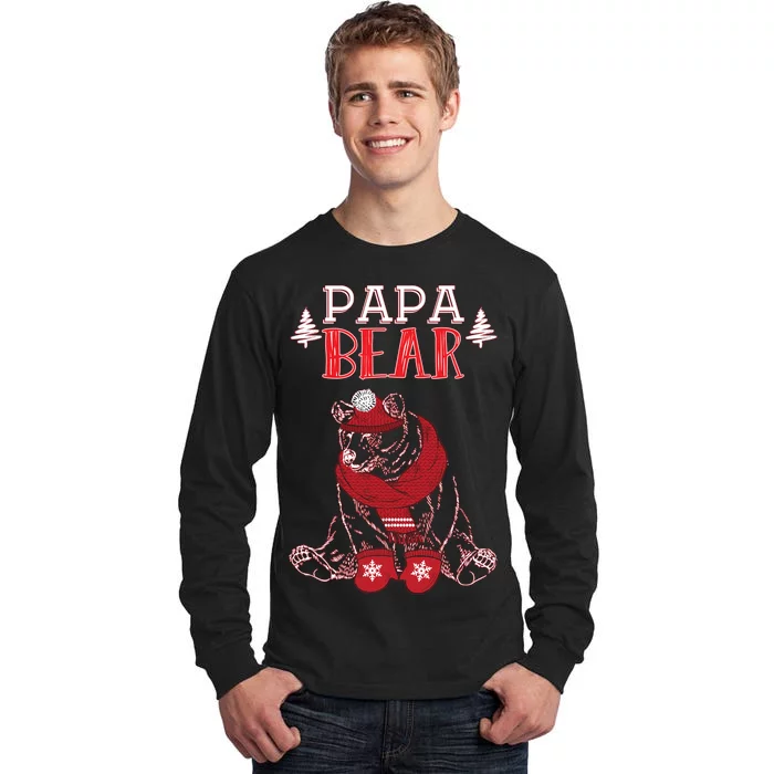 Papa Bear Christmas Santa Family Matching Pajamas Tall Long Sleeve T-Shirt