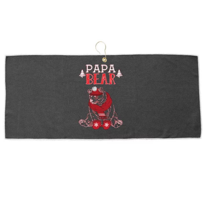 Papa Bear Christmas Santa Family Matching Pajamas Large Microfiber Waffle Golf Towel