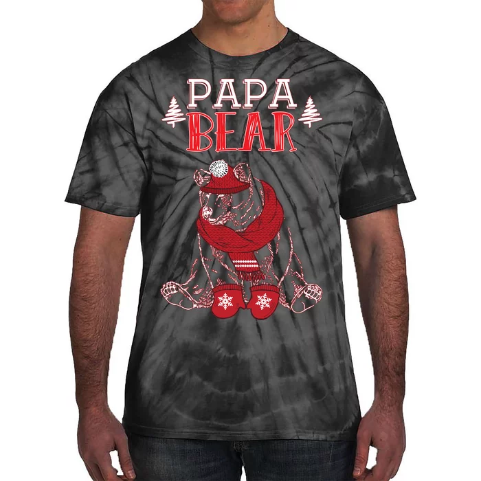 Papa Bear Christmas Santa Family Matching Pajamas Tie-Dye T-Shirt