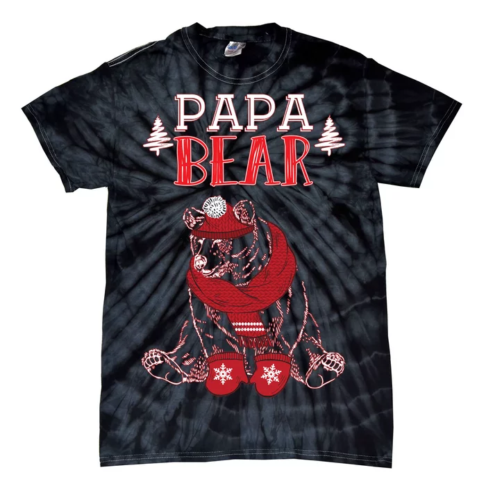 Papa Bear Christmas Santa Family Matching Pajamas Tie-Dye T-Shirt