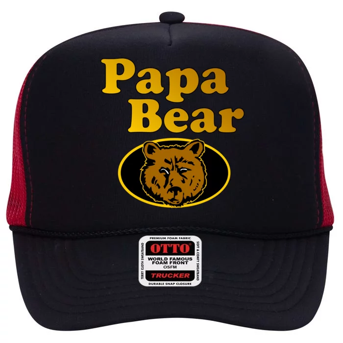 Papa Bear Fathers Dad High Crown Mesh Trucker Hat