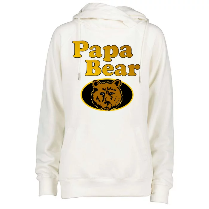 Papa Bear Fathers Dad Womens Funnel Neck Pullover Hood