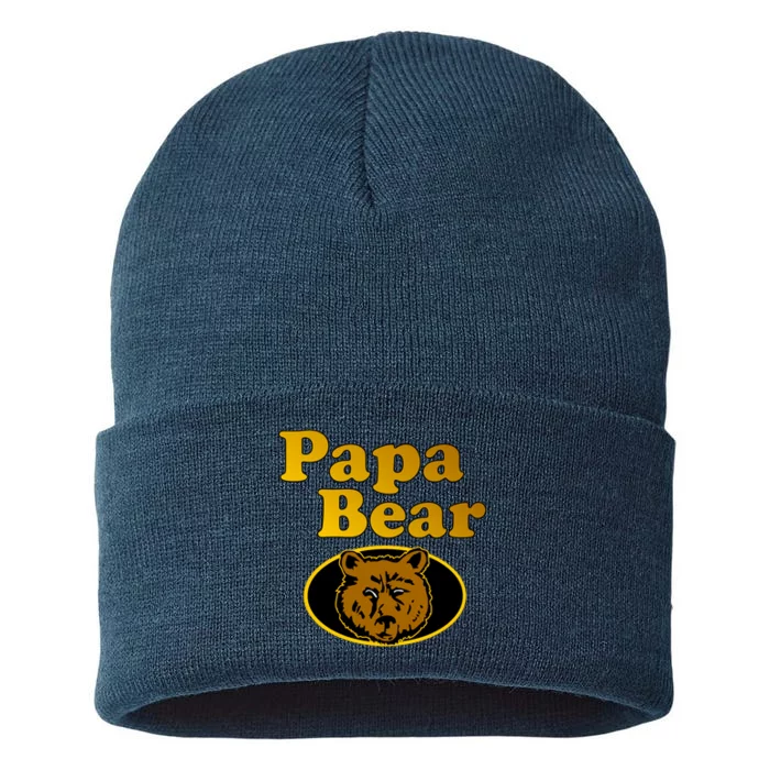 Papa Bear Fathers Dad Sustainable Knit Beanie