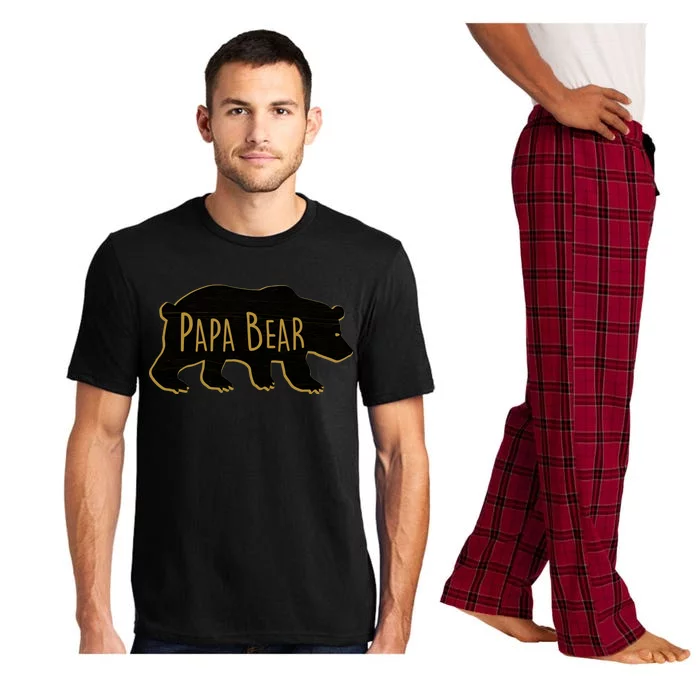 Papa Bear Wood Grain Design Pajama Set