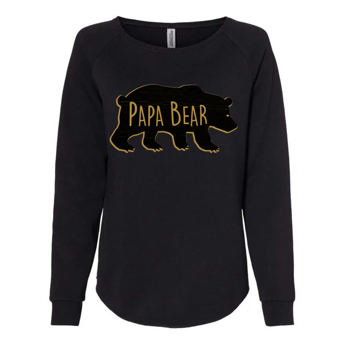 Papa Bear Wood Grain Design Womens California Wash Sweatshirt