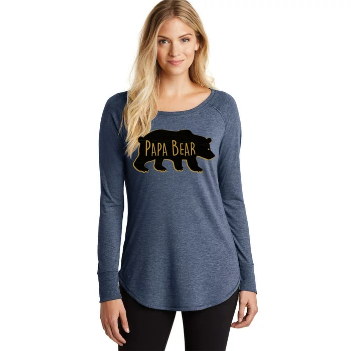 Papa Bear Wood Grain Design Women's Perfect Tri Tunic Long Sleeve Shirt