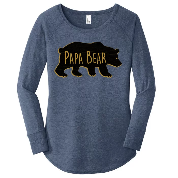 Papa Bear Wood Grain Design Women's Perfect Tri Tunic Long Sleeve Shirt