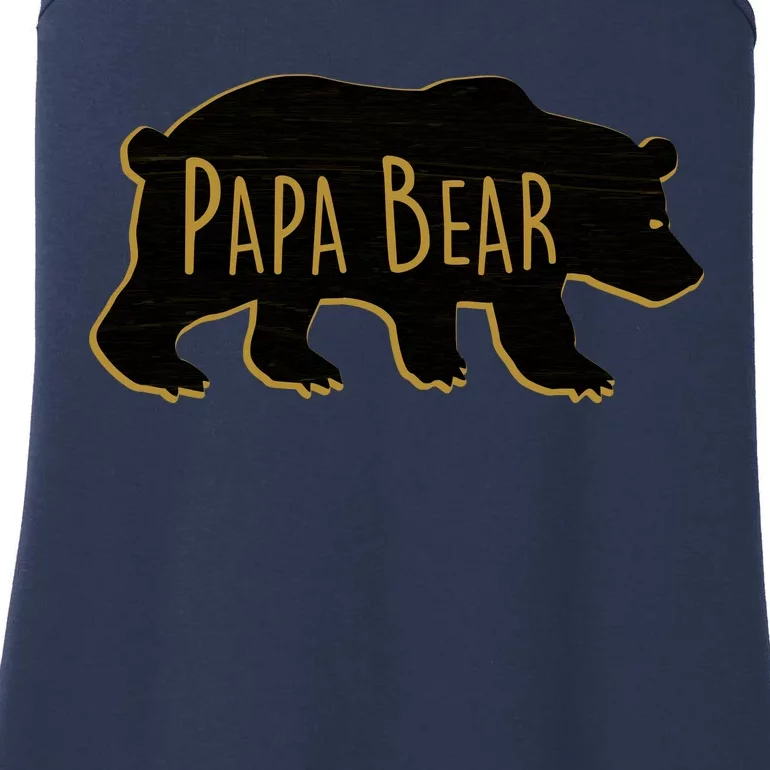 Papa Bear Wood Grain Design Ladies Essential Tank