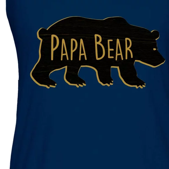 Papa Bear Wood Grain Design Ladies Essential Flowy Tank