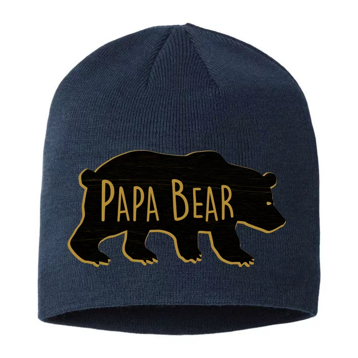 Papa Bear Wood Grain Design 8 1/2in Sustainable Knit Beanie