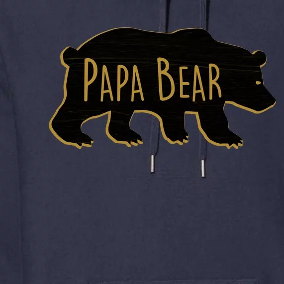 Papa Bear Wood Grain Design Premium Hoodie