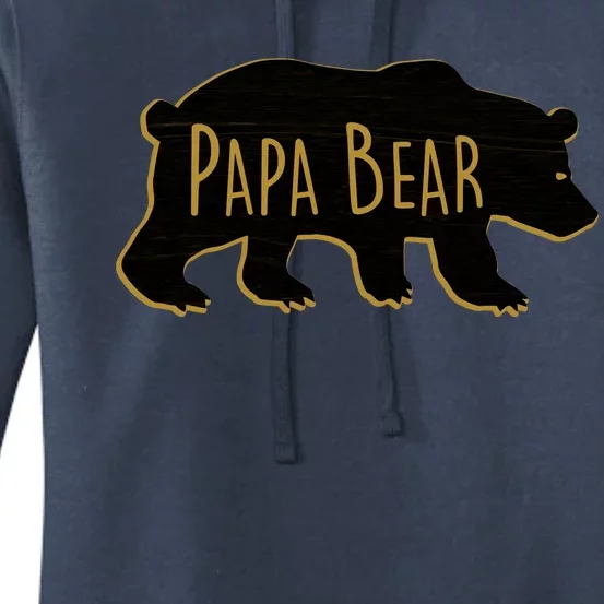 Papa Bear Wood Grain Design Women's Pullover Hoodie