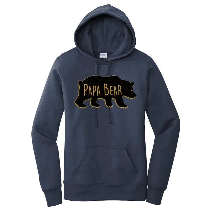 Papa Bear Wood Grain Design Women's Pullover Hoodie