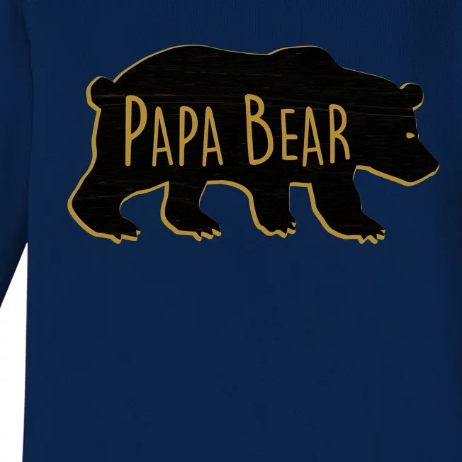 Papa Bear Wood Grain Design Baby Long Sleeve Bodysuit