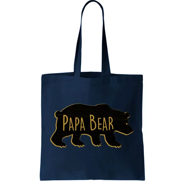 Papa Bear Wood Grain Design Tote Bag