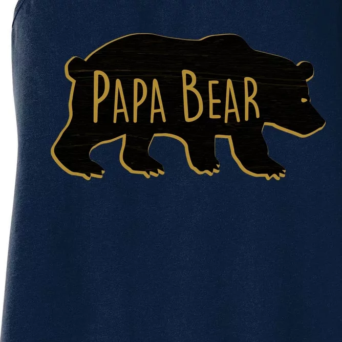 Papa Bear Wood Grain Design Women's Racerback Tank