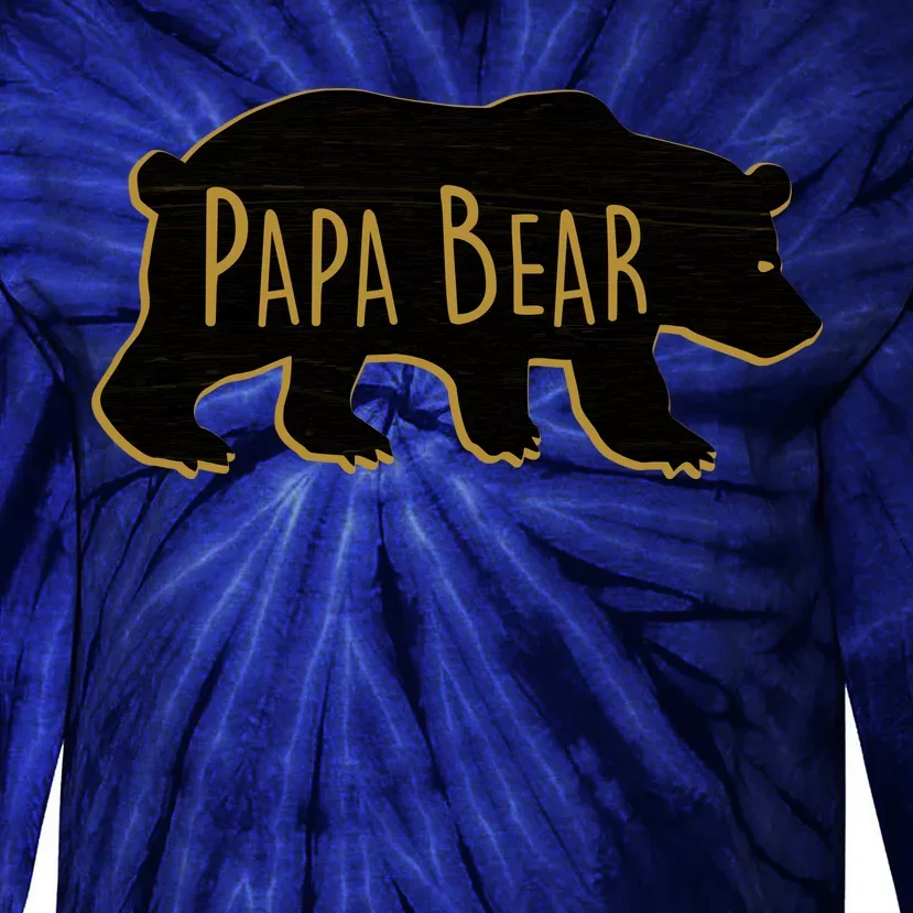 Papa Bear Wood Grain Design Tie-Dye Long Sleeve Shirt