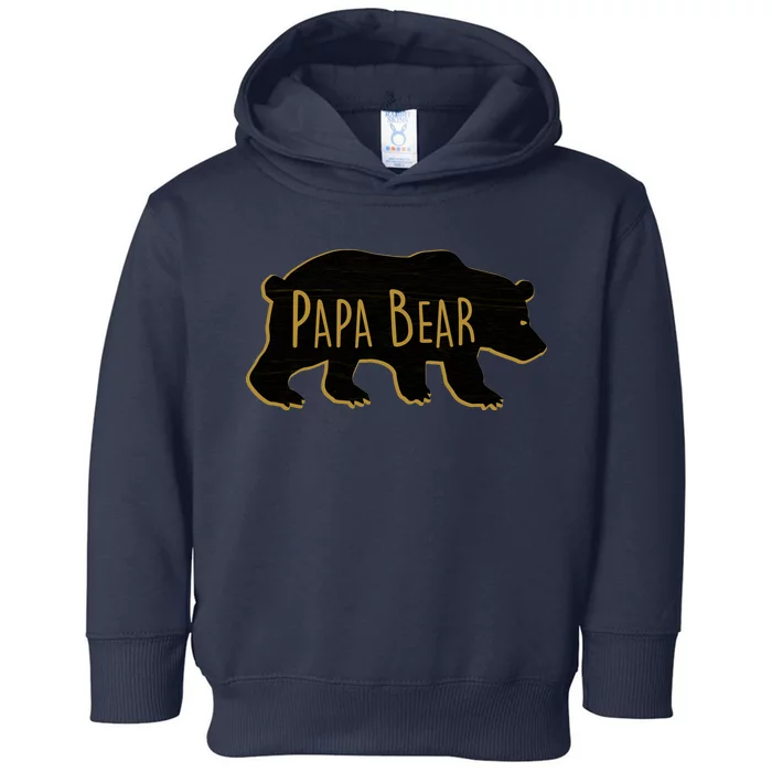 Papa Bear Wood Grain Design Toddler Hoodie