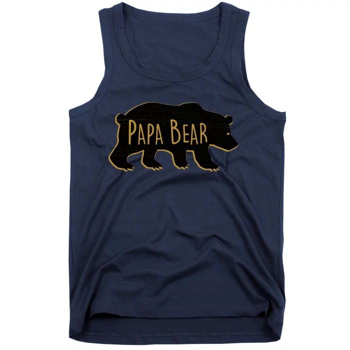 Papa Bear Wood Grain Design Tank Top