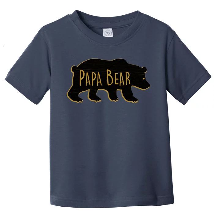 Papa Bear Wood Grain Design Toddler T-Shirt