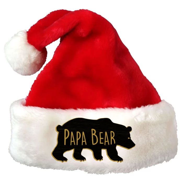 Papa Bear Wood Grain Design Premium Christmas Santa Hat