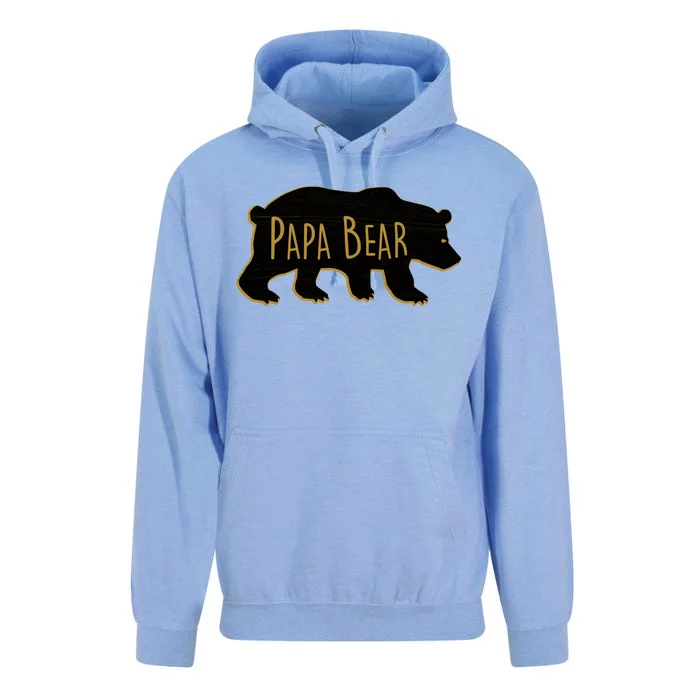 Papa Bear Wood Grain Design Unisex Surf Hoodie