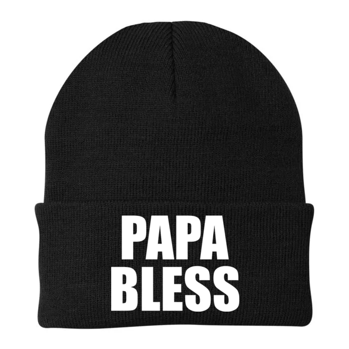 Papa Bless Funny Meme Prank Bold Text Logo Knit Cap Winter Beanie