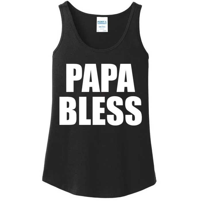 Papa Bless Funny Meme Prank Bold Text Logo Ladies Essential Tank