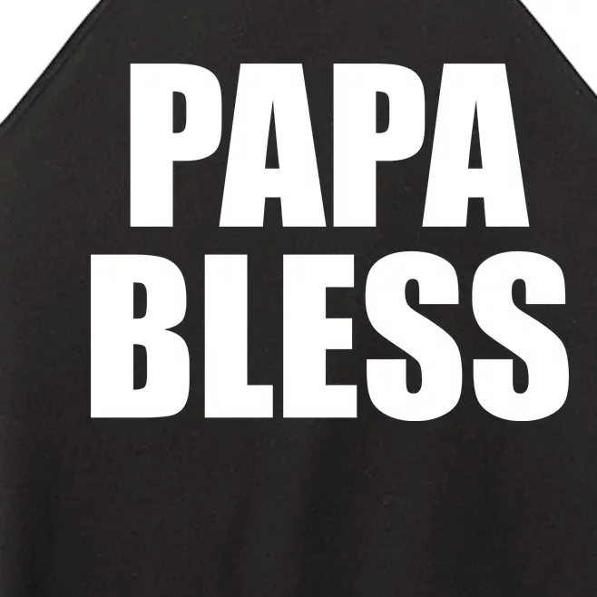 Papa Bless Funny Meme Prank Bold Text Logo Women’s Perfect Tri Rocker Tank