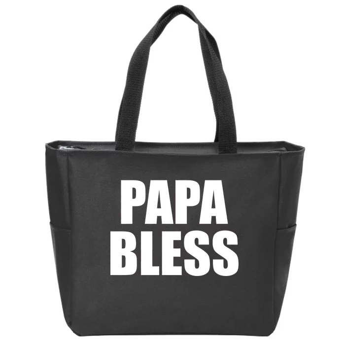 Papa Bless Funny Meme Prank Bold Text Logo Zip Tote Bag