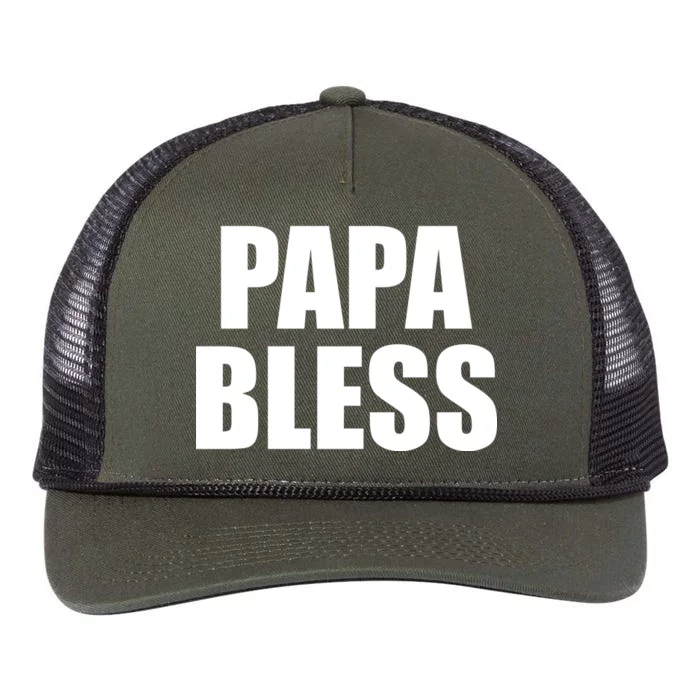 Papa Bless Funny Meme Prank Bold Text Logo Retro Rope Trucker Hat Cap