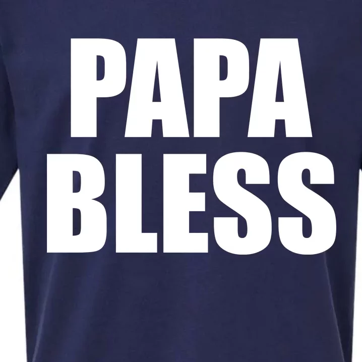 Papa Bless Funny Meme Prank Bold Text Logo Sueded Cloud Jersey T-Shirt