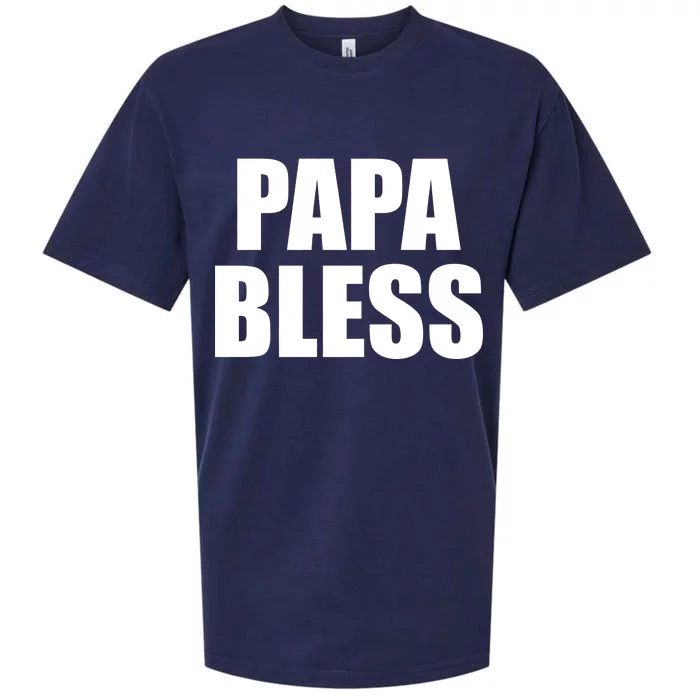 Papa Bless Funny Meme Prank Bold Text Logo Sueded Cloud Jersey T-Shirt