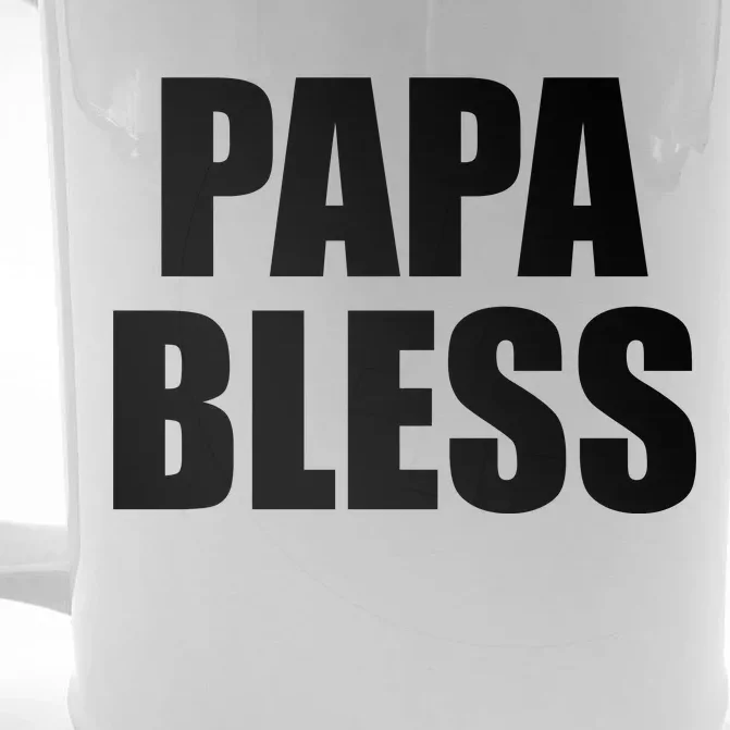 Papa Bless Funny Meme Prank Bold Text Logo Front & Back Beer Stein