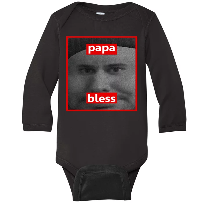 Papa Bless Funny Photo Meme Baby Long Sleeve Bodysuit